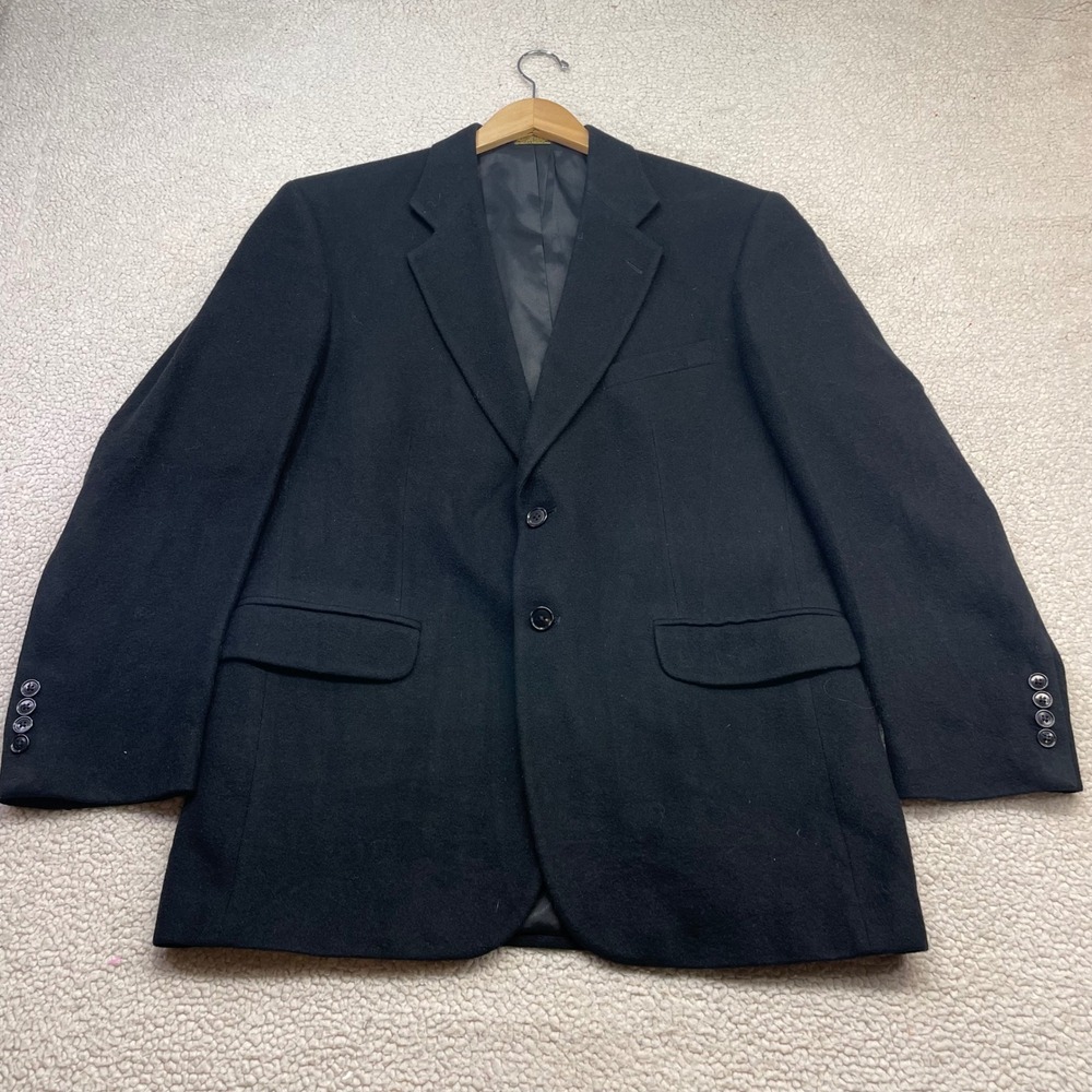 Stafford Blazer Mens 40R Black 100% Camel Hair Sport Coat Two Button Formal